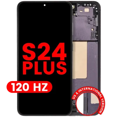 Дисплейний модуль (OLED) з рамкою для Samsung Galaxy S24 Plus 5G (US & International Version) (Aftermarket Plus) (120Hz) (Onyx Black)