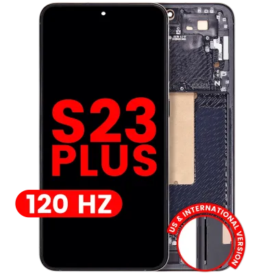 Дисплейний модуль (OLED) з рамкою для Samsung Galaxy S23 Plus (US & International) (Aftermarket Plus) (120Hz) (Phantom Black)