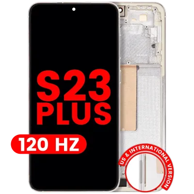 Дисплейний модуль (OLED) з рамкою для Samsung Galaxy S23 Plus (US & International) (Aftermarket Plus) (120Hz) (Cream)