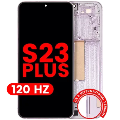 Дисплейний модуль (OLED) з рамкою для Samsung Galaxy S23 Plus (US & International) (Aftermarket Plus) (120Hz) (Lavender)