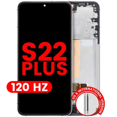 Дисплейний модуль (OLED) з рамкою для Samsung Galaxy S22 Plus 5G (US & International Version) (Aftermarket Plus) (120Hz) (білий)