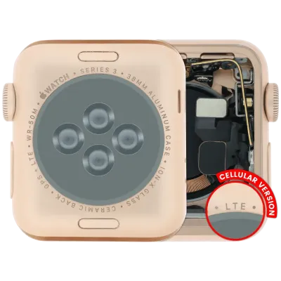 Housing Assembly Compatible For Watch Series 3 (38MM) (Used OEM Pull: Grade A) (Cellular Version) (Aluminum / Rose Gold)