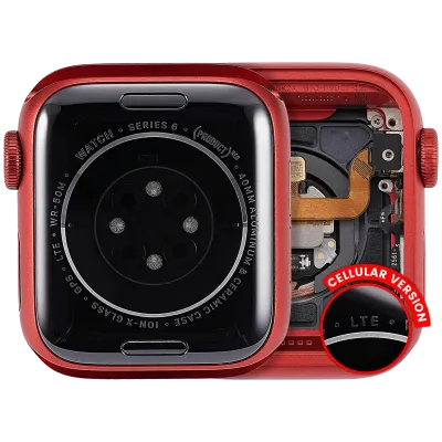 Housing Assembly Compatible For Watch Series 6 (40MM) (Used OEM Pull: Grade A) (Cellular Version) (Aluminum / Red)