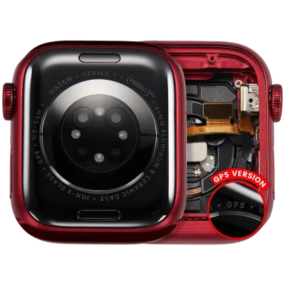 Housing Assembly Compatible For Watch Series 7 (41MM) (Used OEM Pull: Grade A) (GPS Version) (Aluminum / Red)