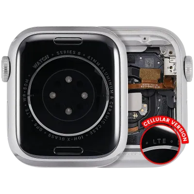 Housing Assembly Compatible For Watch Series 8 (41MM) (Used OEM Pull: Grade A)) (Cellular Version) (Aluminum / Silver)