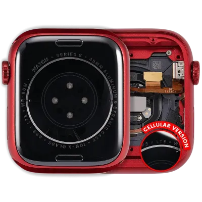 Housing Assembly Compatible For Watch Series 8 (45MM) (Used OEM Pull: Grade A) (Cellular Version) (Aluminum / Red)