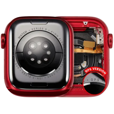 Housing Assembly Compatible For Watch Series 9 (41MM) (Used OEM Pull: Grade A) (GPS Version) (Aluminum / Red)