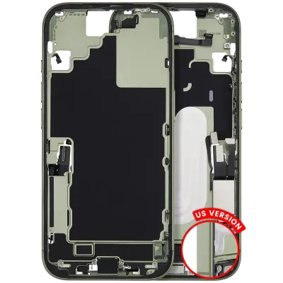 Mid-Frame Housing W/ Charging Port Flex & Small Parts For iPhone 17 (US Version) (Used OEM Pull: Grade A) (Sage)