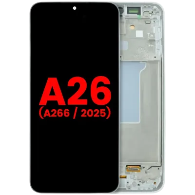 Дисплейний модуль (OLED) з рамкою для Samsung Galaxy A26 5G (A266 / 2025) (Aftermarket Plus) (білий)