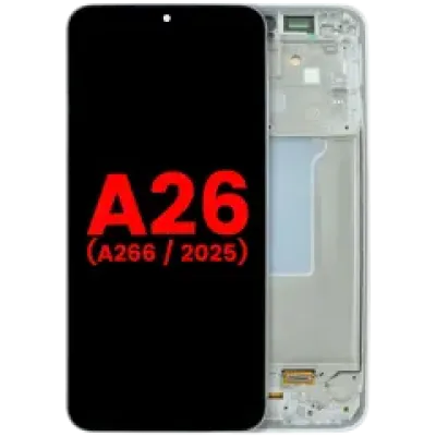 Дисплейний модуль (OLED) з рамкою для Samsung Galaxy A26 5G (A266 / 2025) (Aftermarket Plus) (білий)