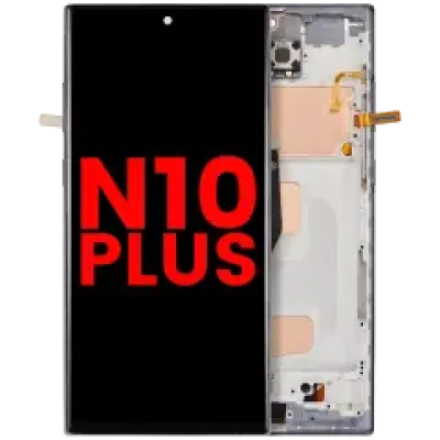 Дисплейний модуль (LCD) з рамкою (без датчика відбитків) для Samsung Galaxy Note 10 Plus (Aftermarket Plus: Incell) (Aura Black)