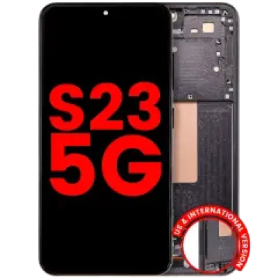 Дисплейний модуль (OLED) з рамкою для Samsung Galaxy S23 5G (US & International) (Aftermarket Plus) (120HZ) (Phantom Black)