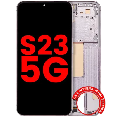 OLED Assembly With Frame For Samsung Galaxy S23 5G (US & International) (Aftermarket Plus) (120HZ) (Pink / Lavender)