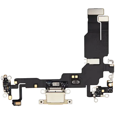 Charging Port Flex Cable For iPhone 15 (Used OEM Pull) (Yellow)