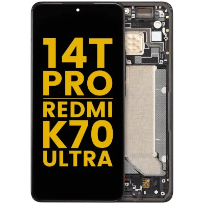 Дисплейний модуль (OLED) для Xiaomi 14T Pro / Redmi K70 Ultra з рамкою (Refurbished) (Titan Black)
