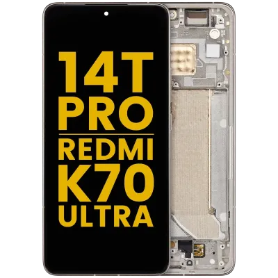 Дисплейний модуль (OLED) для Xiaomi 14T Pro / Redmi K70 Ultra з рамкою (Refurbished) (Titan Gray)