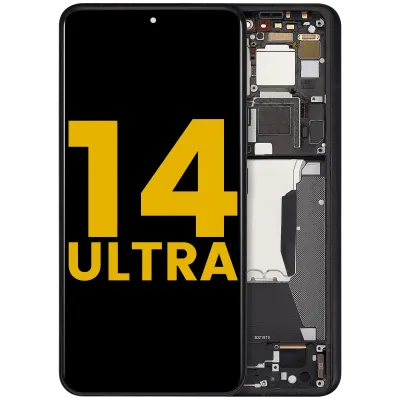 Дисплейний модуль (OLED) для Xiaomi 14 Ultra з рамкою (Refurbished) (чорний)