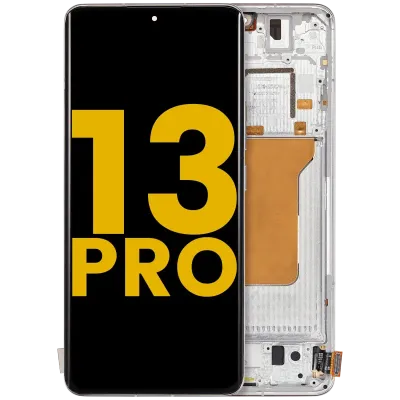 Дисплейний модуль (OLED) для Xiaomi 13 Pro з рамкою (Refurbished) (білий)
