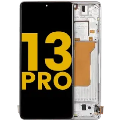 Дисплейний модуль (OLED) для Xiaomi 13 Pro з рамкою (Refurbished) (білий)