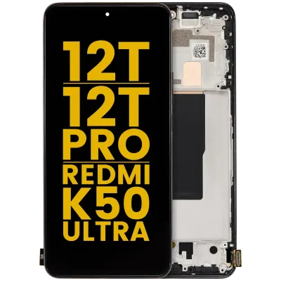 Дисплейний модуль (OLED) для Xiaomi 12T / 12T Pro / Redmi K50 Ultra з рамкою (Refurbished) (чорний)