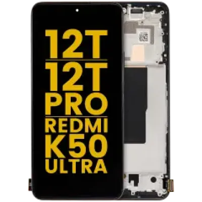Дисплейний модуль (OLED) для Xiaomi 12T / 12T Pro / Redmi K50 Ultra з рамкою (Refurbished) (чорний)
