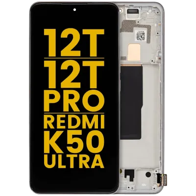 OLED Assembly With Frame For Xiaomi 12T / 12T Pro / Redmi K50 Ultra (Refurbished) (Silver)