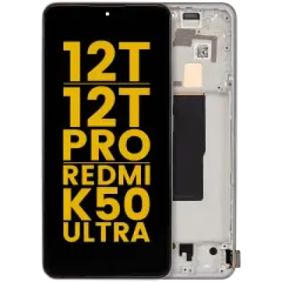Дисплейний модуль (OLED) для Xiaomi 12T / 12T Pro / Redmi K50 Ultra з рамкою (Refurbished) (сріблястий)