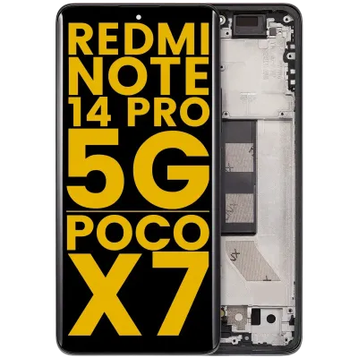 Дисплейний модуль (OLED) з рамкою для Xiaomi Redmi Note 14 Pro 5G / Xiaomi Poco X7 (Refurbished) (Midnight Black)