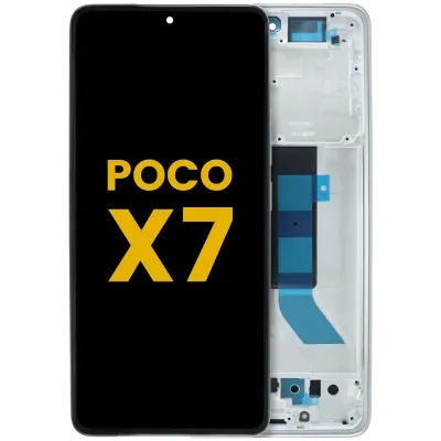 Дисплейний модуль (OLED) з рамкою для Xiaomi Poco X7 (Refurbished) (сріблястий)