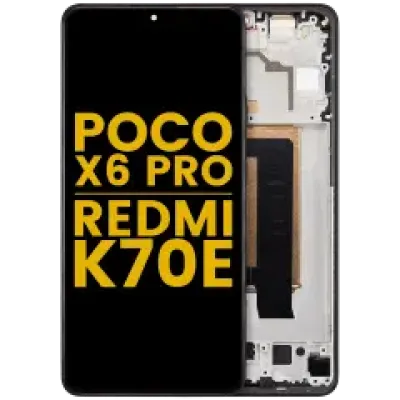 Дисплейний модуль (OLED) з рамкою для Xiaomi Poco X6 Pro / Redmi K70E (Refurbished) (чорний)