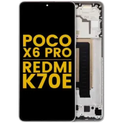 Дисплейний модуль (OLED) з рамкою для Xiaomi Poco X6 Pro / Redmi K70E (Refurbished) (сірий)