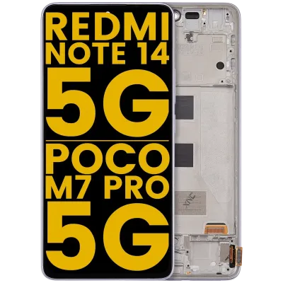 OLED Assembly With Frame For Xiaomi Redmi Note 14 5G / Poco M7 Pro 5G (Refurbished) (Purple)