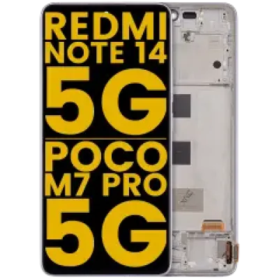Дисплейний модуль (OLED) з рамкою для Xiaomi Redmi Note 14 5G / Poco M7 Pro 5G (Refurbished) (фіолетовий)