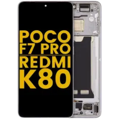 Дисплейний модуль (OLED) з рамкою для Xiaomi Poco F7 Pro / Redmi K80 (Refurbished) (сріблястий)