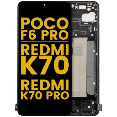 Дисплейний модуль (OLED) з рамкою для Xiaomi Poco F6 Pro / Redmi K70 / K70 Pro (Refurbished) (чорний)