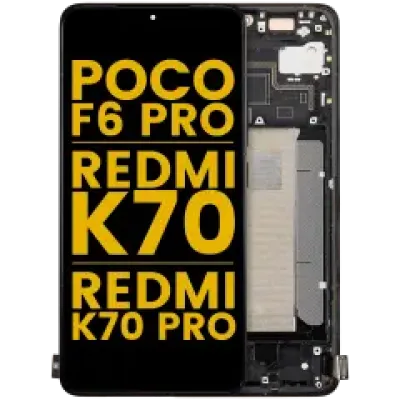Дисплейний модуль (OLED) з рамкою для Xiaomi Poco F6 Pro / Redmi K70 / K70 Pro (Refurbished) (чорний)