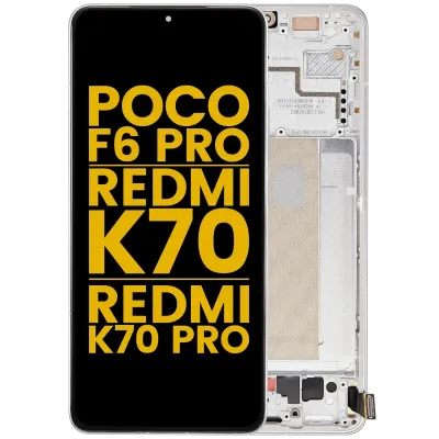 Дисплейний модуль (OLED) з рамкою для Xiaomi Poco F6 Pro / Redmi K70 / K70 Pro (Refurbished) (білий)