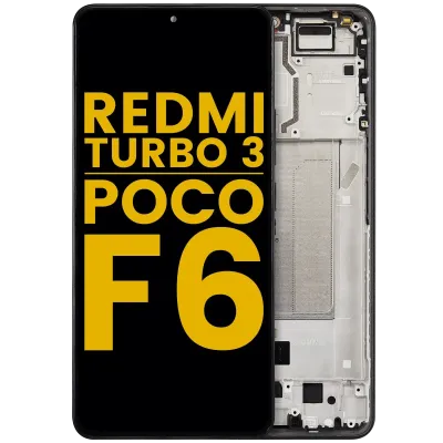 Дисплейний модуль (OLED) з рамкою для Xiaomi Redmi Turbo 3 / Xiaomi Poco F6 (Refurbished) (чорний)