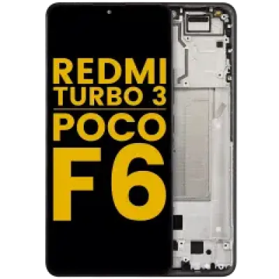 Дисплейний модуль (OLED) з рамкою для Xiaomi Redmi Turbo 3 / Xiaomi Poco F6 (Refurbished) (чорний)