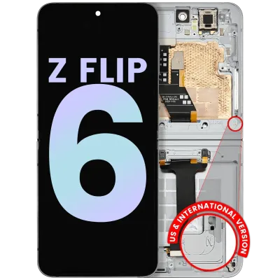 Дисплейний модуль (OLED) внутрішній з рамкою для Samsung Galaxy Z Flip 6 5G (US & International) (Service Pack) (білий)