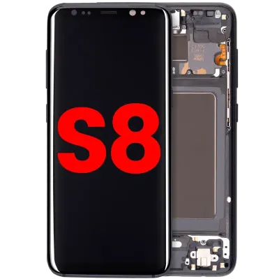 Дисплейний модуль (OLED) з рамкою для Samsung Galaxy S8 (Aftermarket Plus) (Midnight Black)
