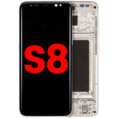 Дисплейний модуль (OLED) з рамкою для Samsung Galaxy S8 (Aftermarket Plus) (Arctic Silver)