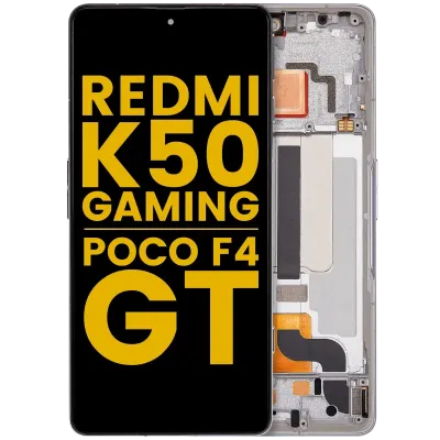 Дисплейний модуль (OLED) з рамкою для Xiaomi Poco F4 GT / Redmi K50 Gaming (Refurbished) (сріблястий)