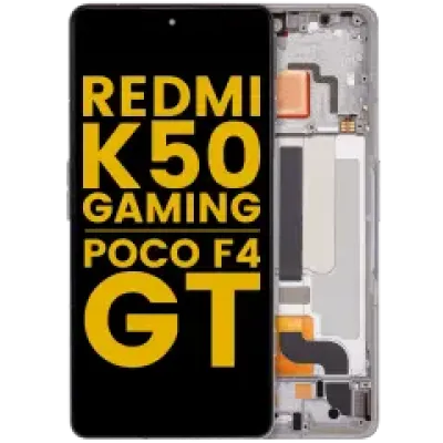 Дисплейний модуль (OLED) з рамкою для Xiaomi Poco F4 GT / Redmi K50 Gaming (Refurbished) (сріблястий)