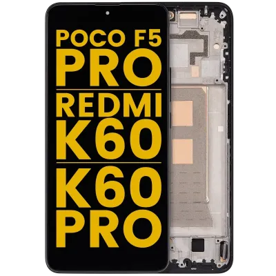 Дисплейний модуль (OLED) з рамкою для Xiaomi Poco F5 Pro / Redmi K60 / K60 Pro (Refurbished) (чорний)