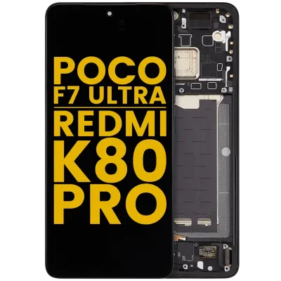 Дисплейний модуль (OLED) з рамкою для Xiaomi Poco F7 Ultra / Redmi K80 Pro (Refurbished) (чорний)
