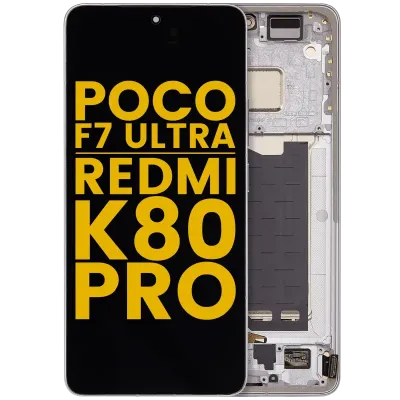 Дисплейний модуль (OLED) з рамкою для Xiaomi Poco F7 Ultra / Redmi K80 Pro (Refurbished) (білий)