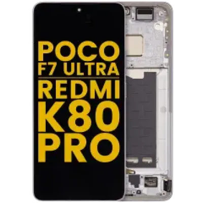 Дисплейний модуль (OLED) з рамкою для Xiaomi Poco F7 Ultra / Redmi K80 Pro (Refurbished) (білий)
