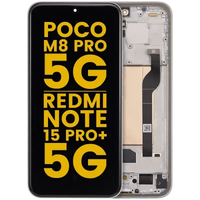 OLED Assembly With Frame For Xiaomi Poco M8 Pro 5G / Redmi Note 15 Pro+ 5G (Refurbished) (Silver)