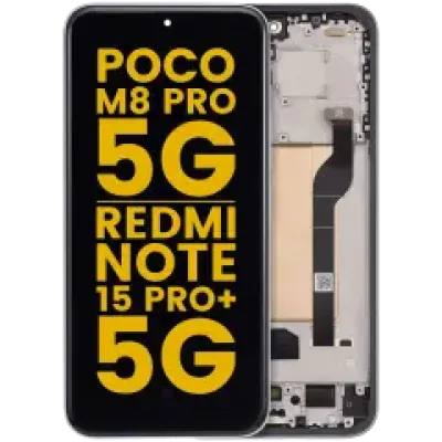 Дисплейний модуль (OLED) з рамкою для Xiaomi Poco M8 Pro 5G / Redmi Note 15 Pro+ 5G (Refurbished) (Glacier Blue)